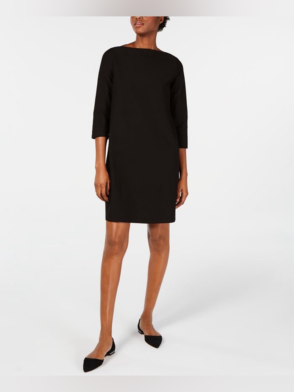 Eileen Fisher Bateau Boat Neck Shift Dress - Medium